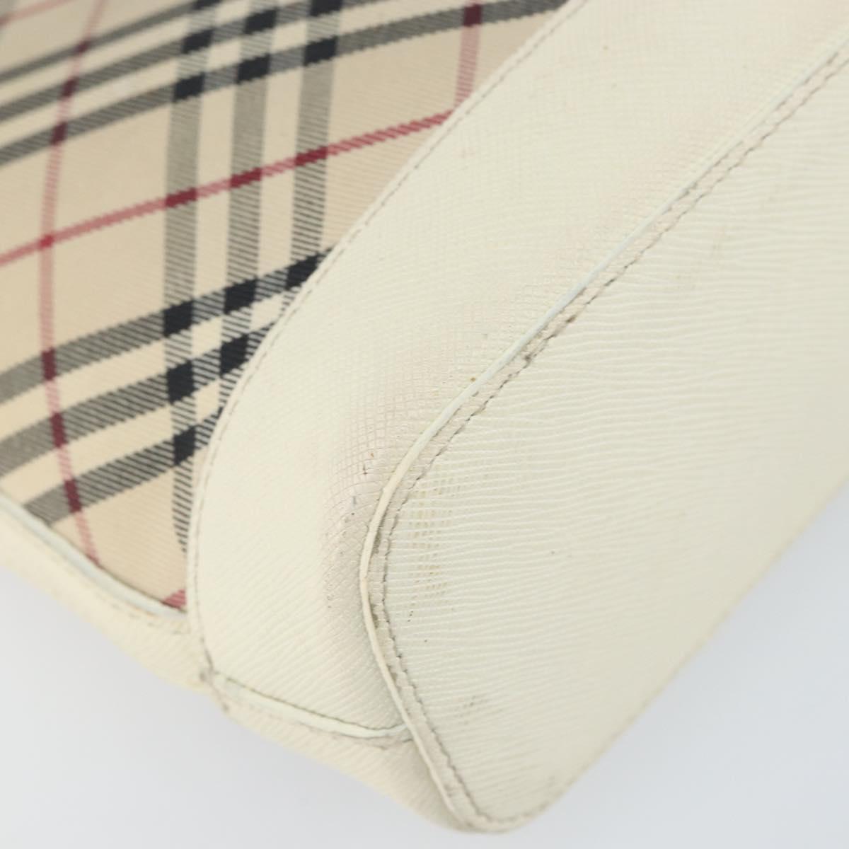 BURBERRY Nova Check Shoulder Bag Canvas Leather Beige Silver Auth ka1870