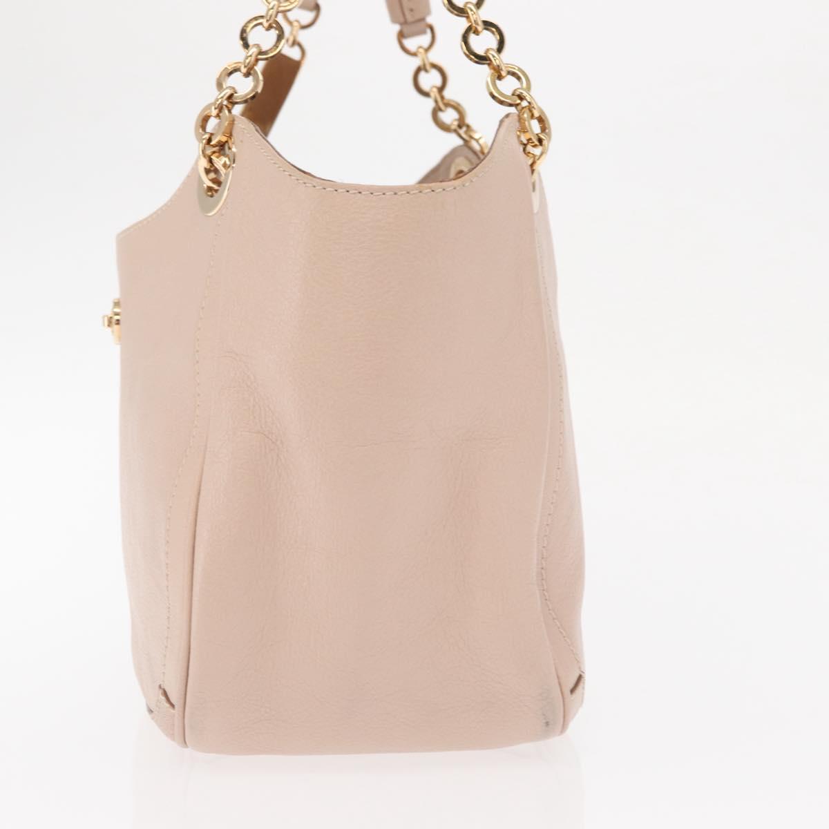 Salvatore Ferragamo Gancini Hand Bag Leather Pink Gold Auth ka1877V