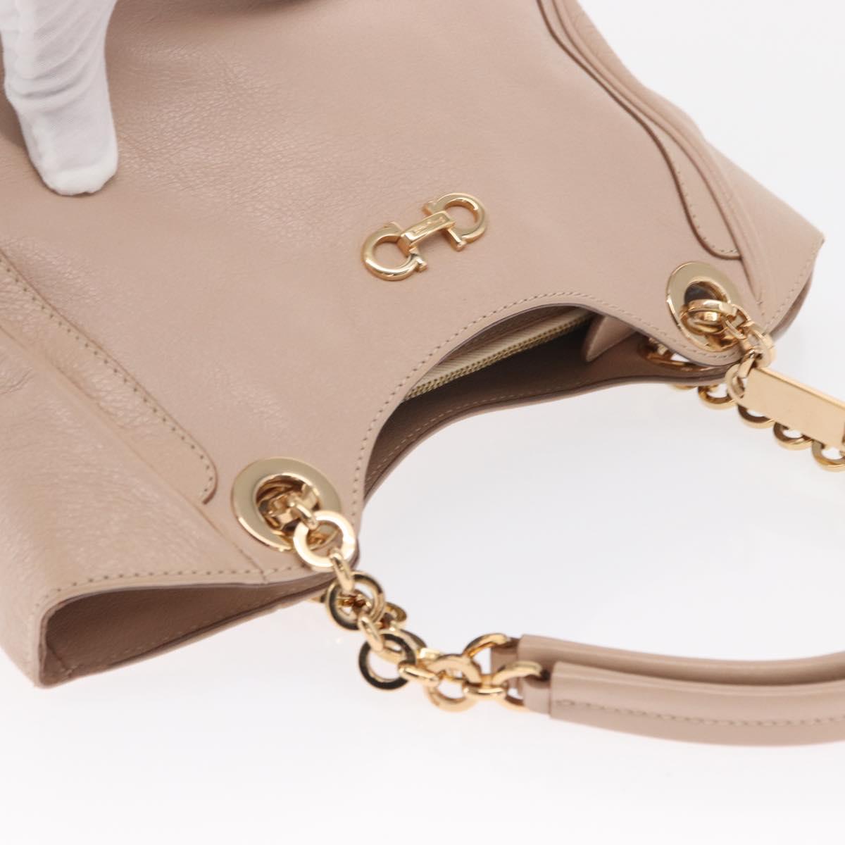 Salvatore Ferragamo Gancini Hand Bag Leather Pink Gold Auth ka1877V