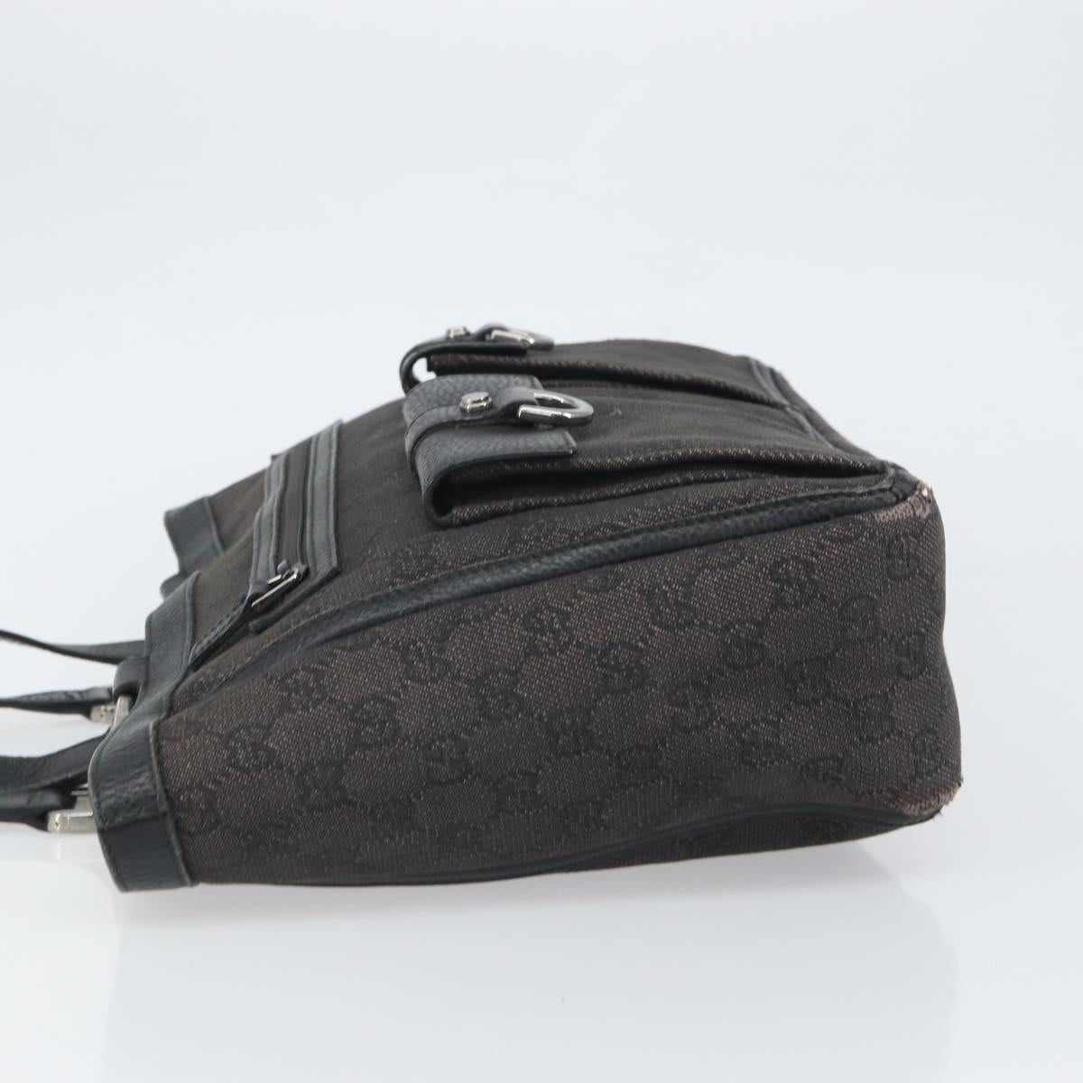 GUCCI GG Canvas Hand Bag Black Silver 268639 Auth ka1878