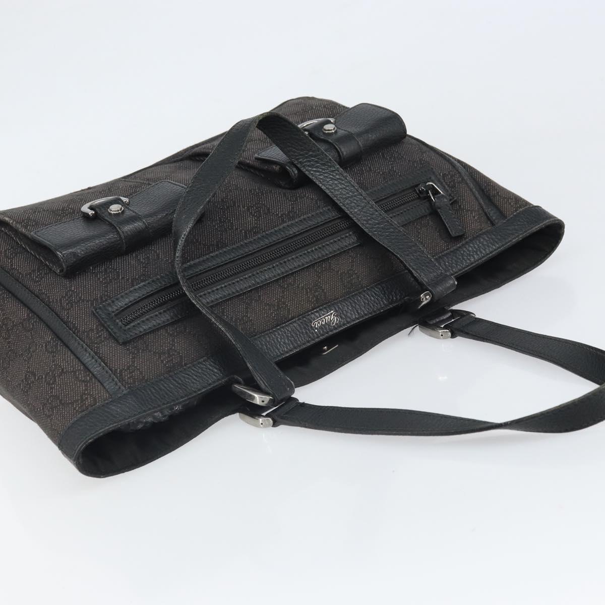 GUCCI GG Canvas Hand Bag Black Silver 268639 Auth ka1878