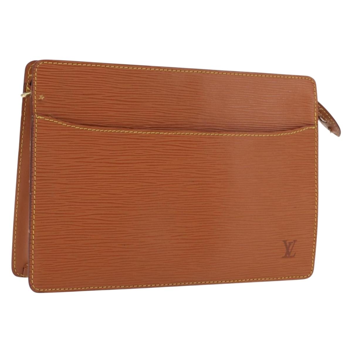 LOUIS VUITTON Epi Pochette Homme Bag Brown Zipangu Gold M52528 LV Auth ka1883