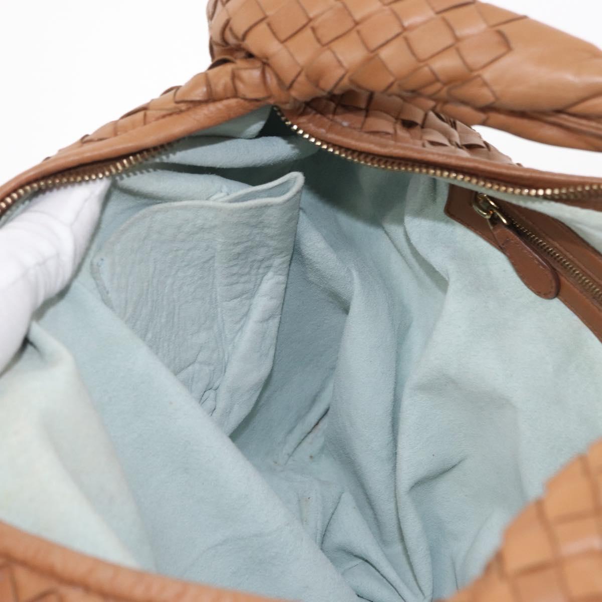 BOTTEGAVENETA INTRECCIATO Shoulder Bag Leather Beige Gold 115654 Auth ka1891SAV
