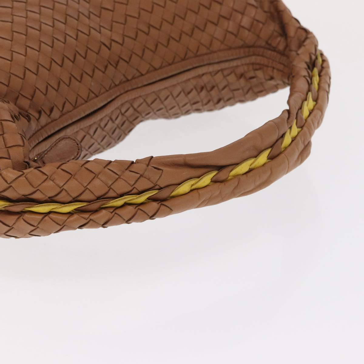 BOTTEGAVENETA INTRECCIATO Shoulder Bag Leather Beige Gold 115654 Auth ka1891SAV