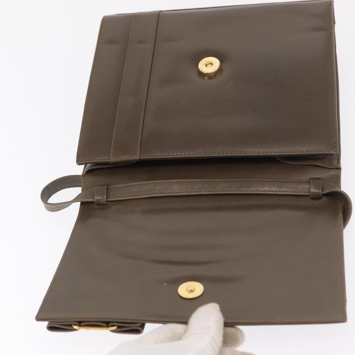 Salvatore Ferragamo Shoulder Bag Leather Beige Gold Auth ka1893