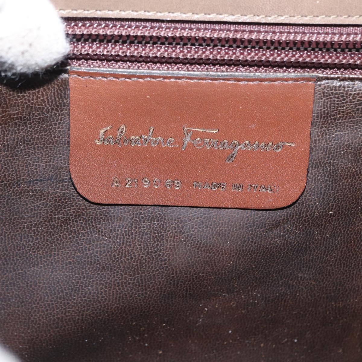 Salvatore Ferragamo Shoulder Bag Leather Beige Gold Auth ka1893