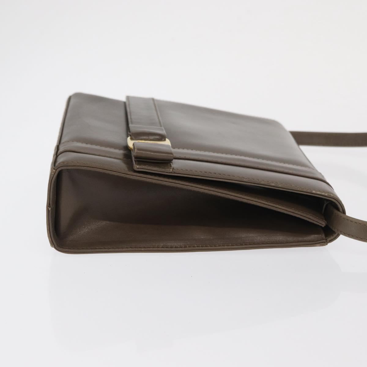 Salvatore Ferragamo Shoulder Bag Leather Beige Gold Auth ka1893