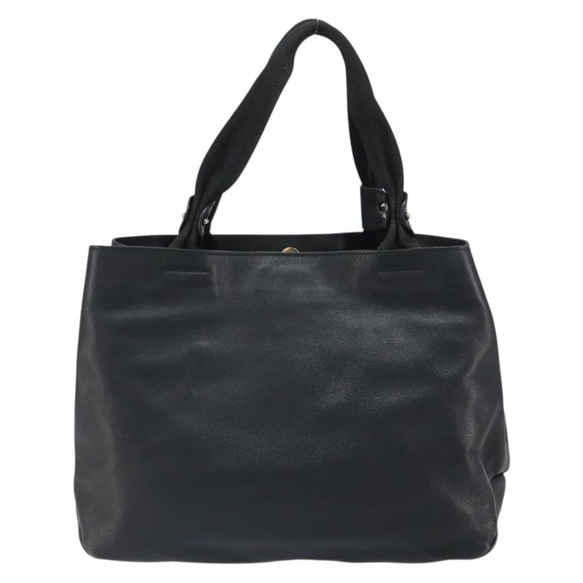 Salvatore Ferragamo Tote Bag Leather Black Silver Auth ka1894