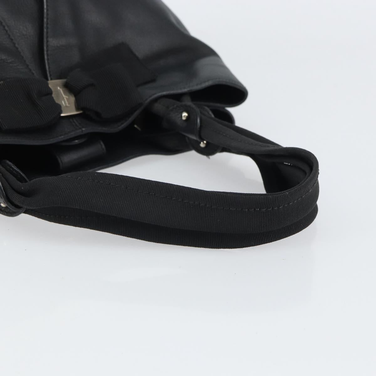 Salvatore Ferragamo Tote Bag Leather Black Silver Auth ka1894