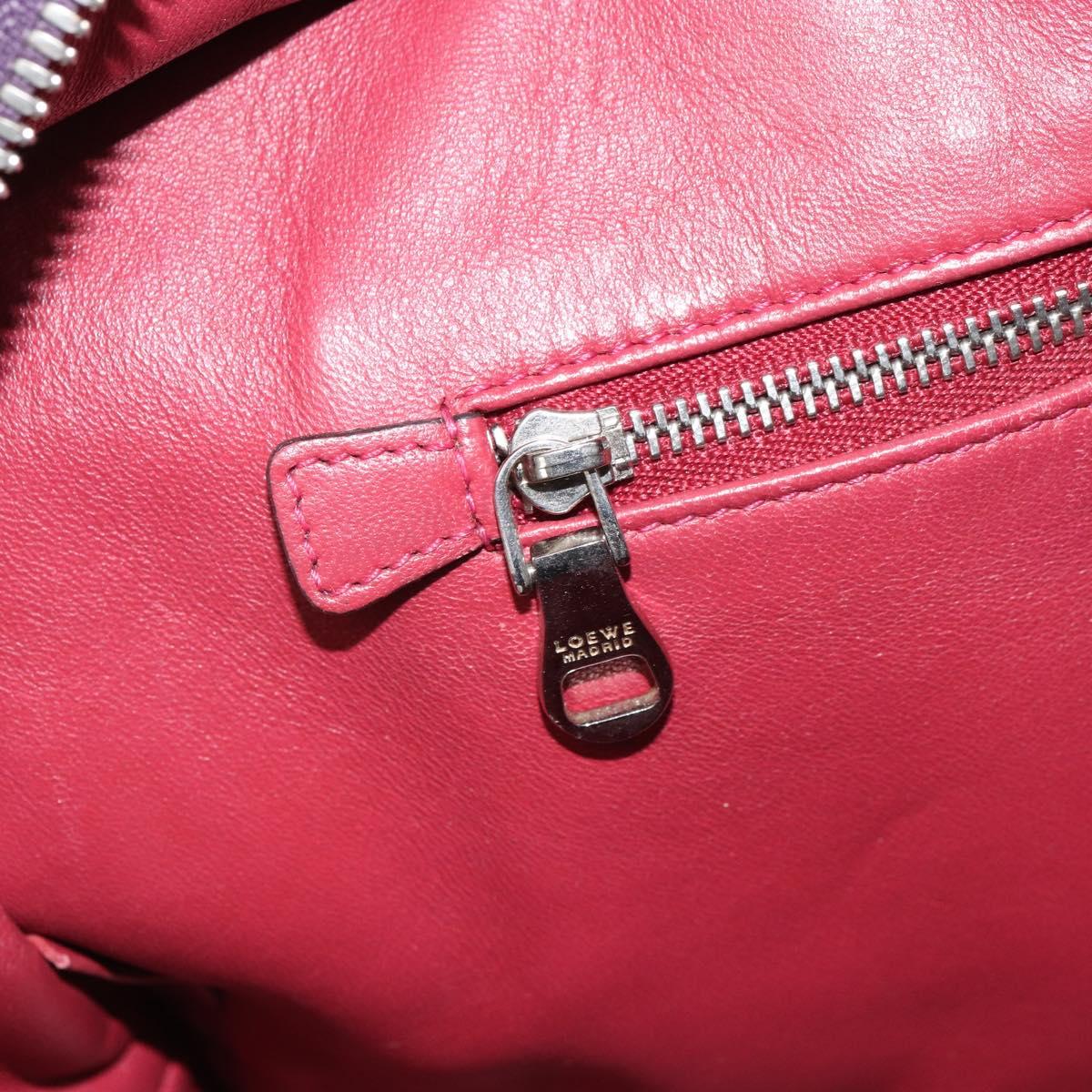LOEWE anagram Amazona 28 Hand Bag Leather Silver Pink Auth ka1898V