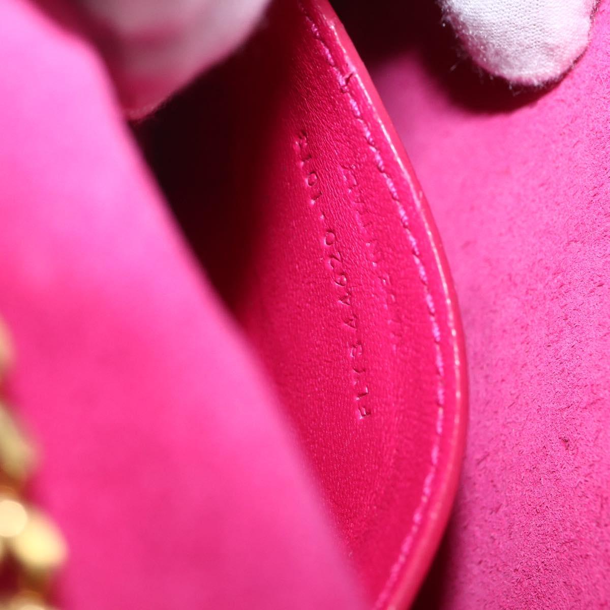 SAINT LAURENT Chain Shoulder Bag Leather Red Gold Auth ka1910V