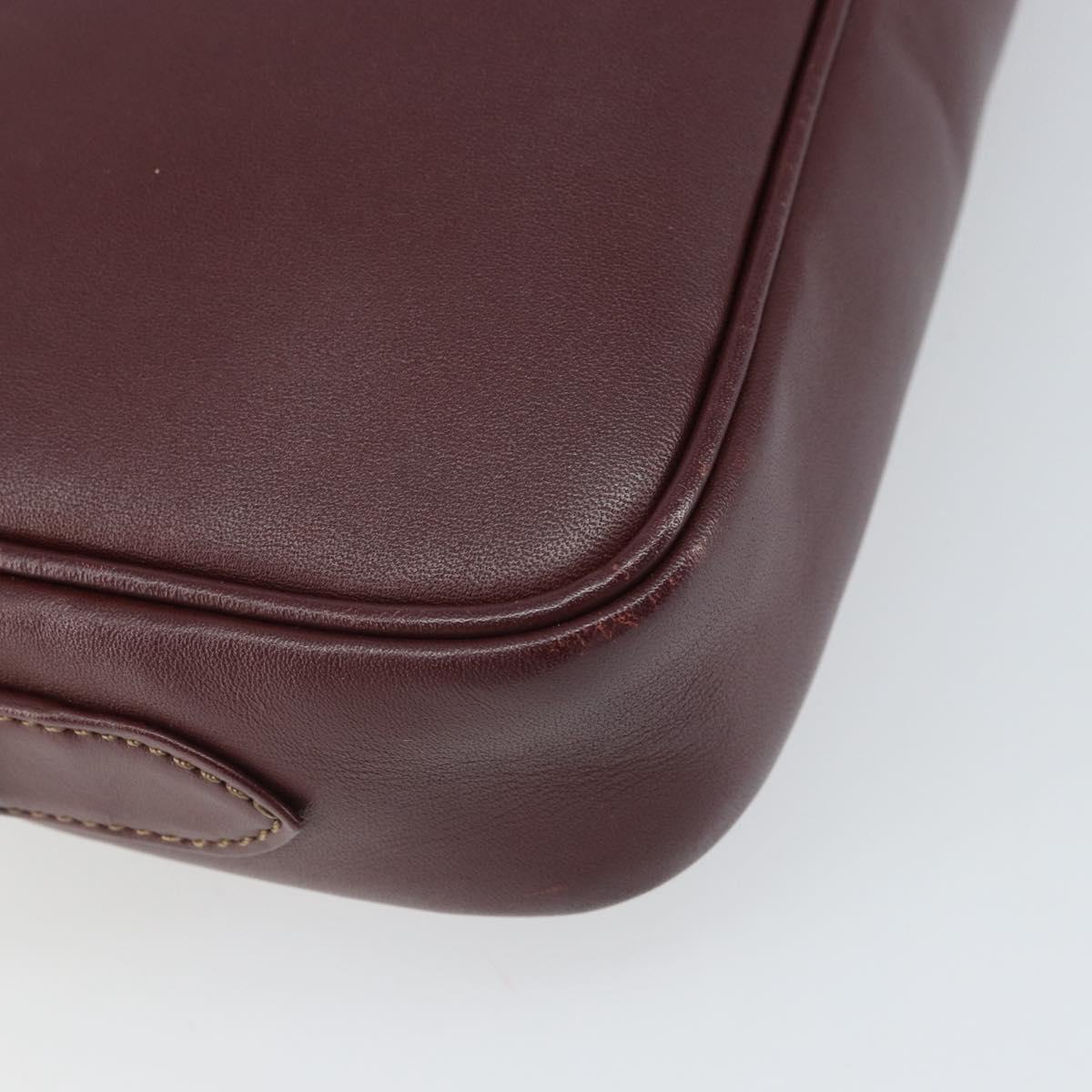 CARTIER Must Line Shoulder Bag Leather Bordeaux Gold Auth ka1912
