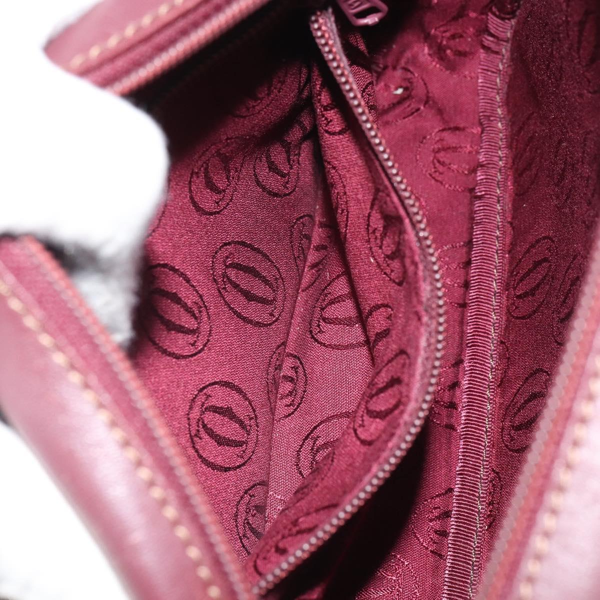 CARTIER Must Line Shoulder Bag Leather Bordeaux Gold Auth ka1912
