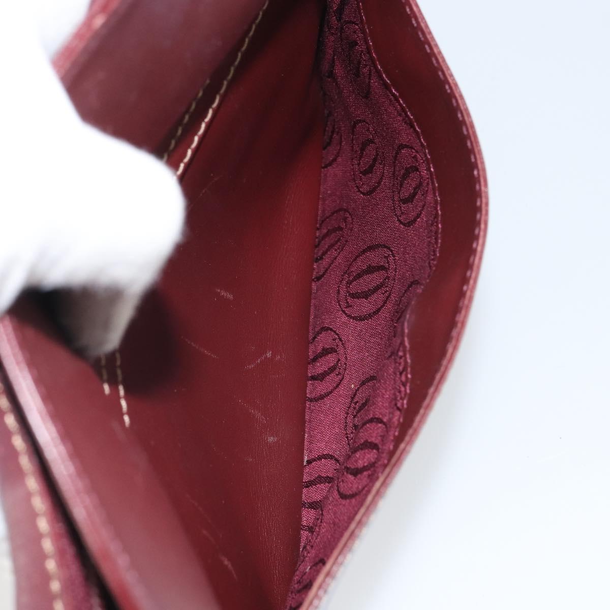 CARTIER Must Line Shoulder Bag Leather Bordeaux Gold Auth ka1912