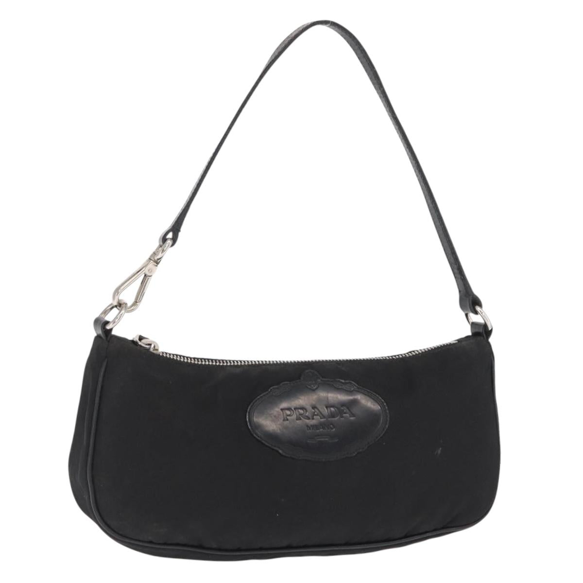 PRADA Shoulder Bag Nylon Black Silver Auth ka1913