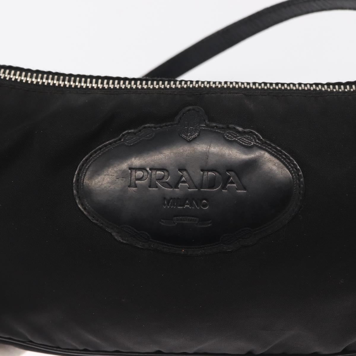 PRADA Shoulder Bag Nylon Black Silver Auth ka1913