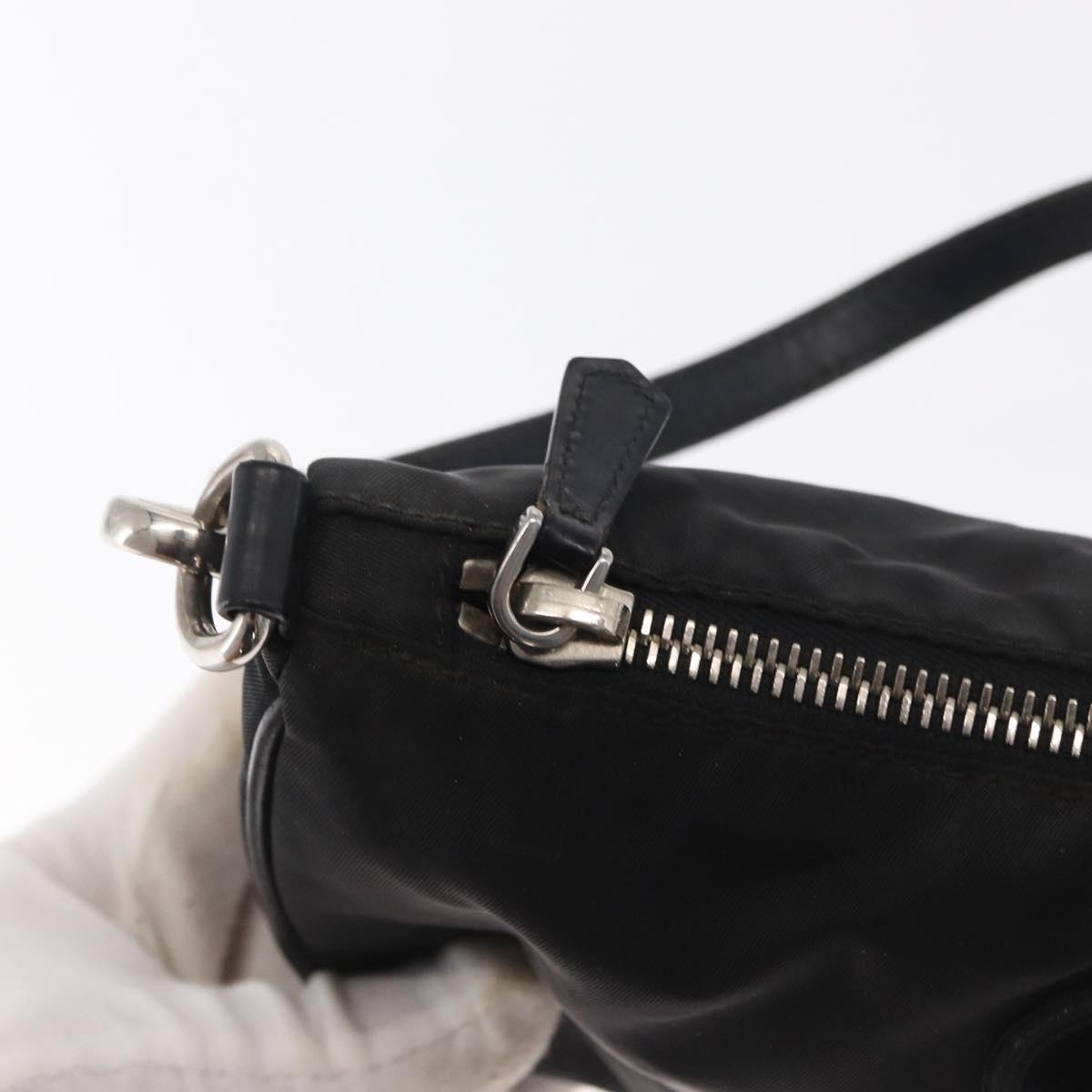 PRADA Shoulder Bag Nylon Black Silver Auth ka1913