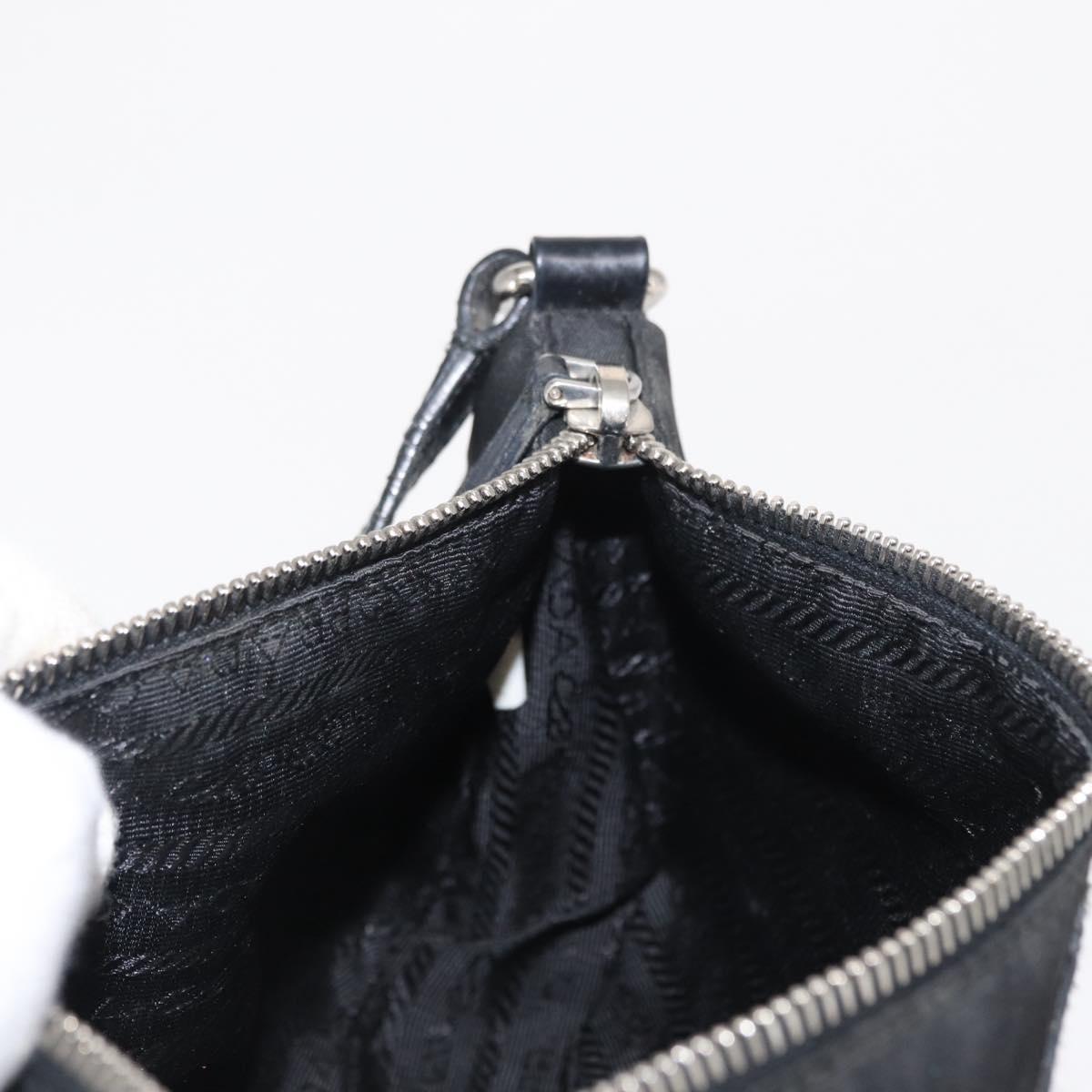 PRADA Shoulder Bag Nylon Black Silver Auth ka1913