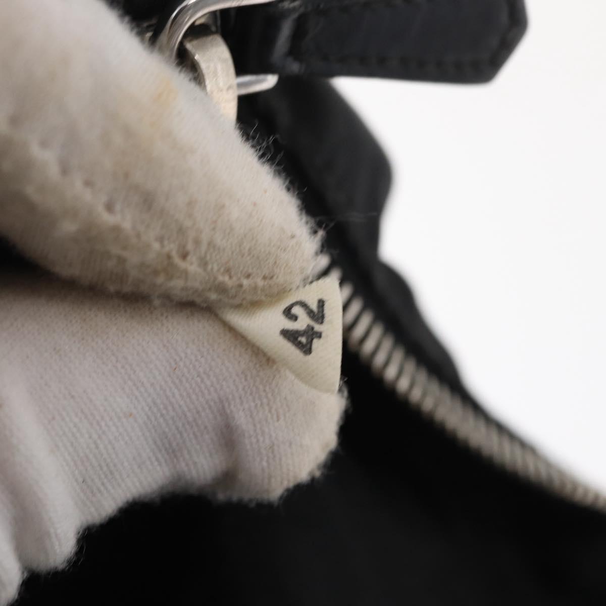 PRADA Shoulder Bag Nylon Black Silver Auth ka1913