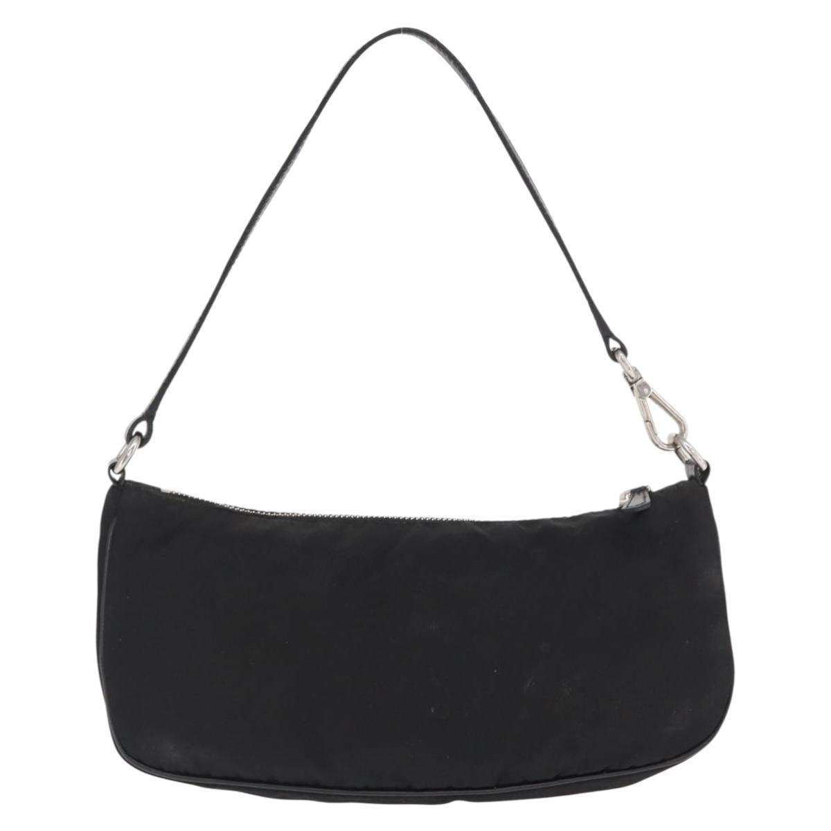 PRADA Shoulder Bag Nylon Black Silver Auth ka1913