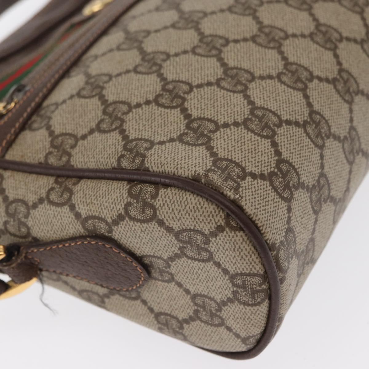 GUCCI GG Supreme Web Sherry Line Bag PVC Beige Gold 56 02 088 Auth ka1923