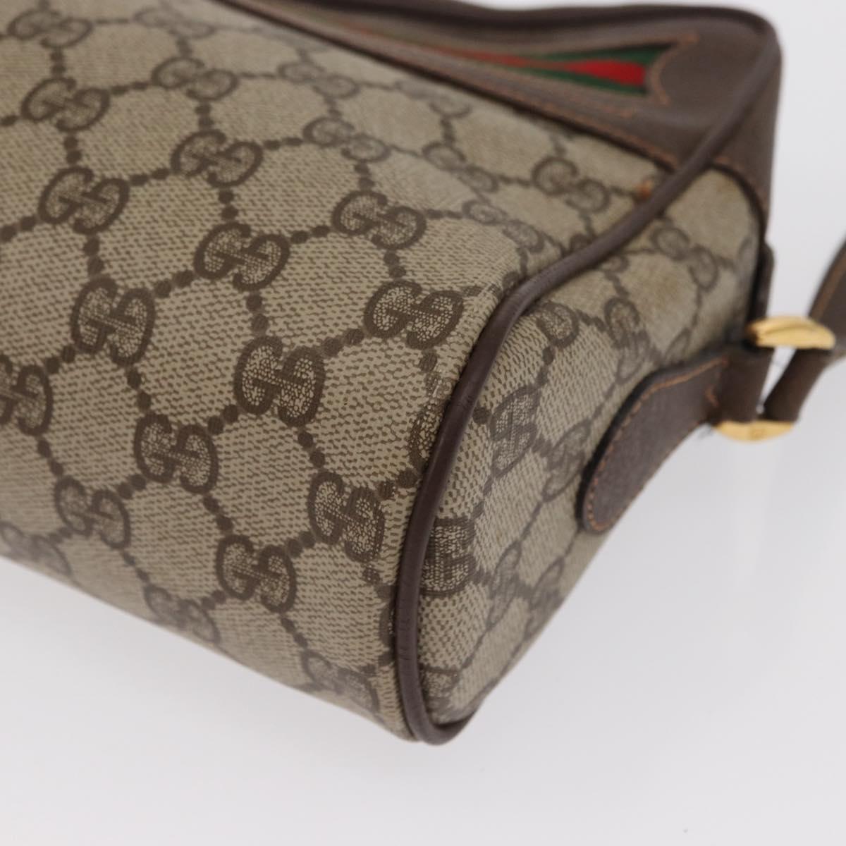 GUCCI GG Supreme Web Sherry Line Bag PVC Beige Gold 56 02 088 Auth ka1923