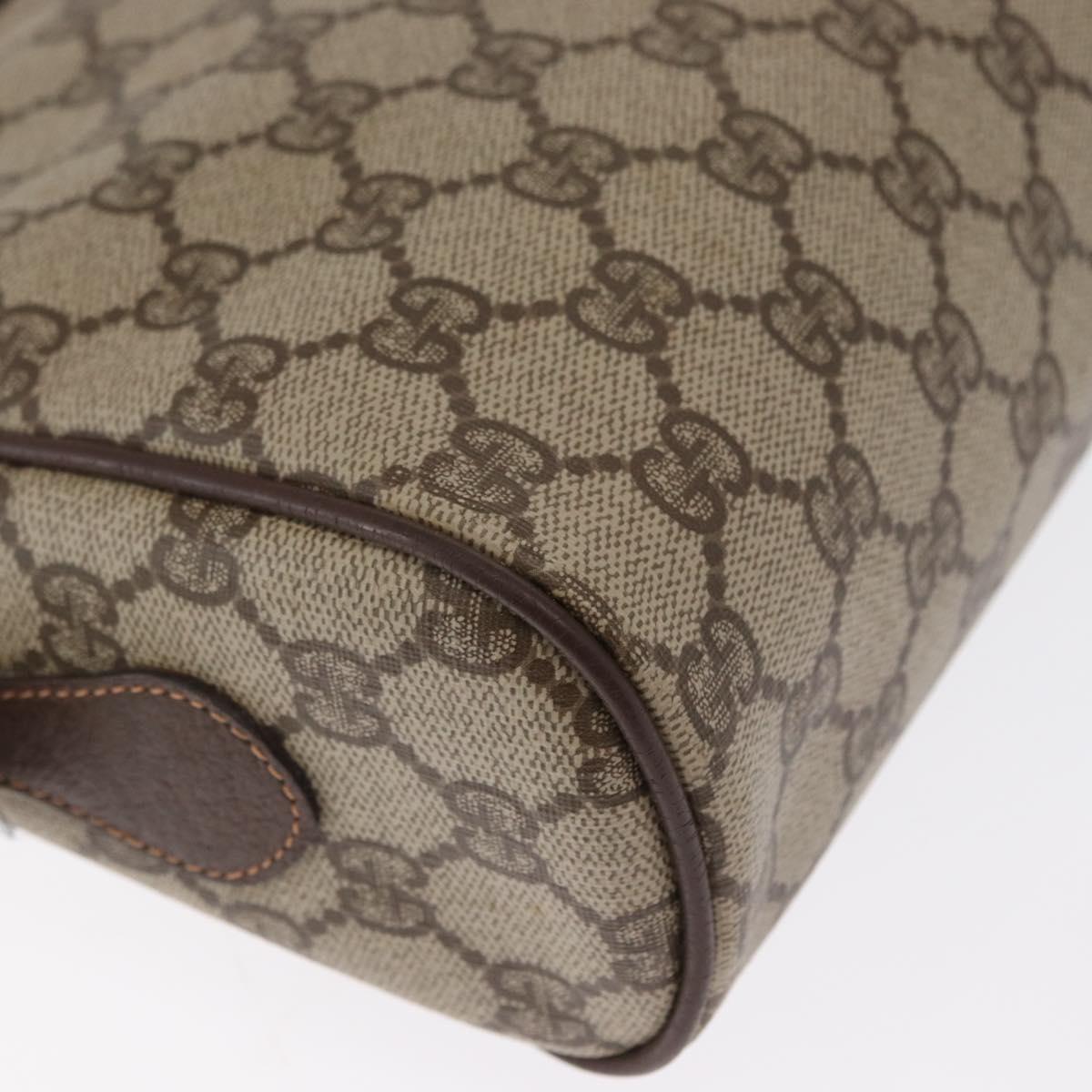 GUCCI GG Supreme Web Sherry Line Bag PVC Beige Gold 56 02 088 Auth ka1923