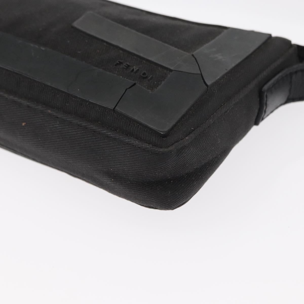 FENDI Hand Bag Canvas Black Silver Auth ka193