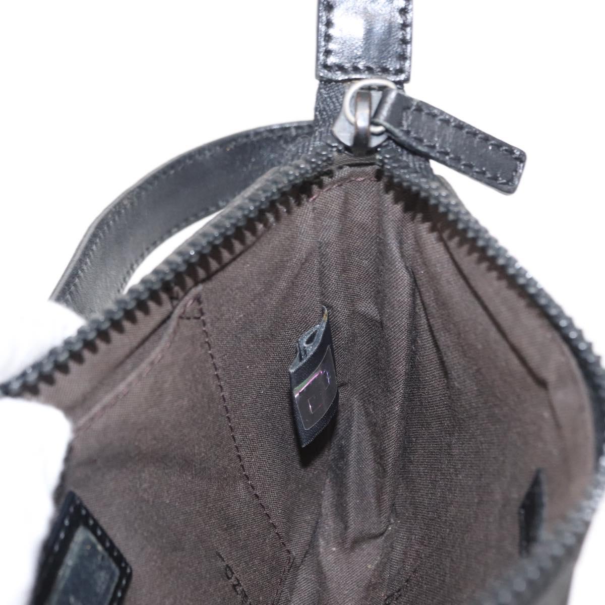 FENDI Hand Bag Canvas Black Silver Auth ka193