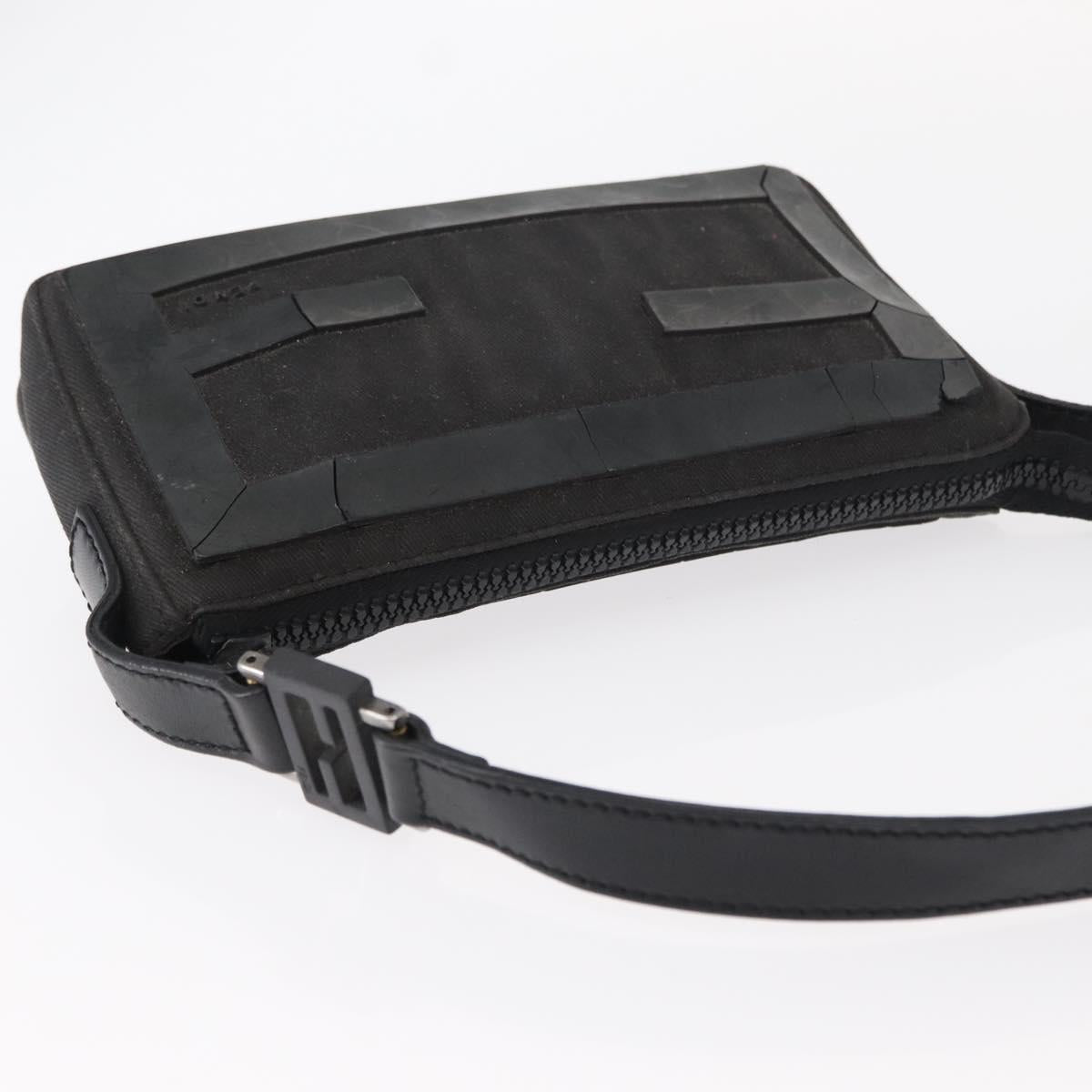 FENDI Hand Bag Canvas Black Silver Auth ka193