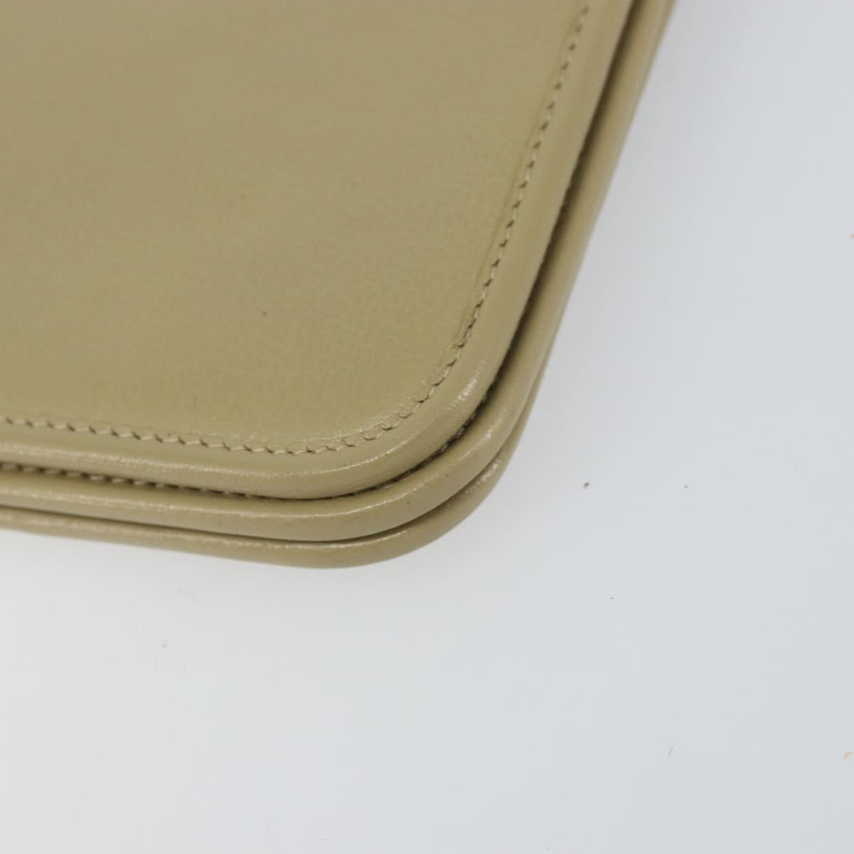 Christian Dior Chain Shoulder Bag Leather Beige Gold Auth ka1945