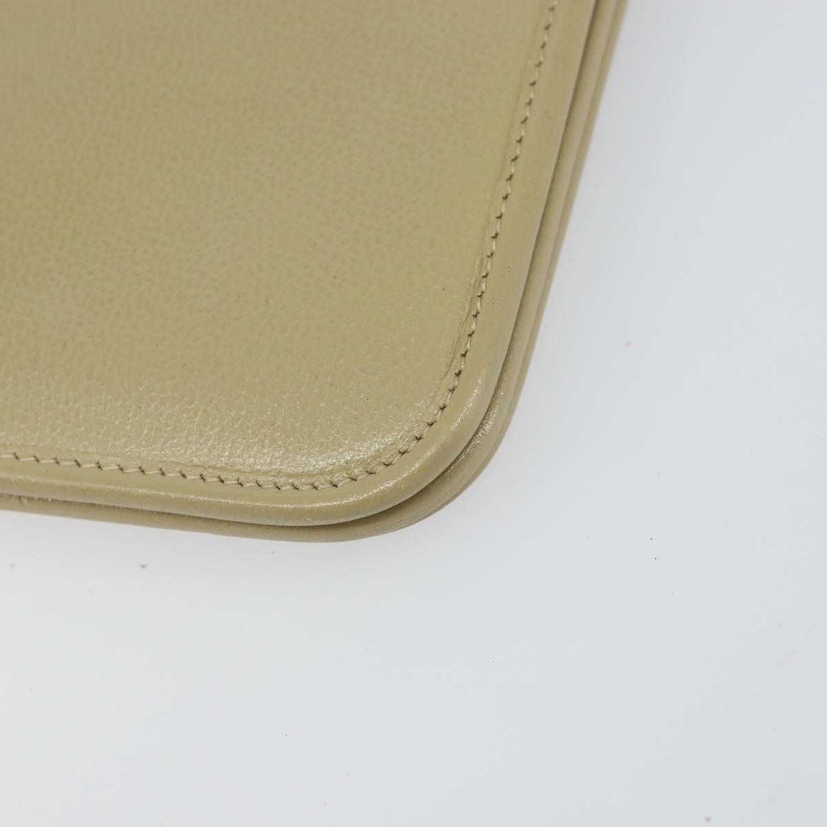 Christian Dior Chain Shoulder Bag Leather Beige Gold Auth ka1945