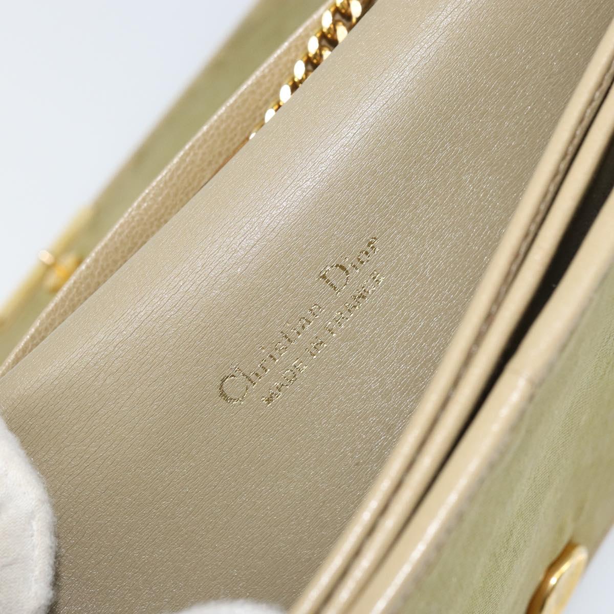 Christian Dior Chain Shoulder Bag Leather Beige Gold Auth ka1945