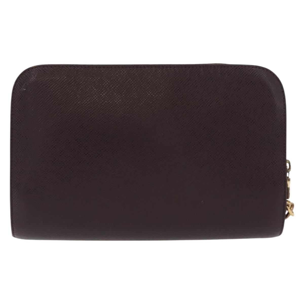 LOUIS VUITTON Taiga Baikal Clutch Bag Acajou M30186 LV Auth ka1956