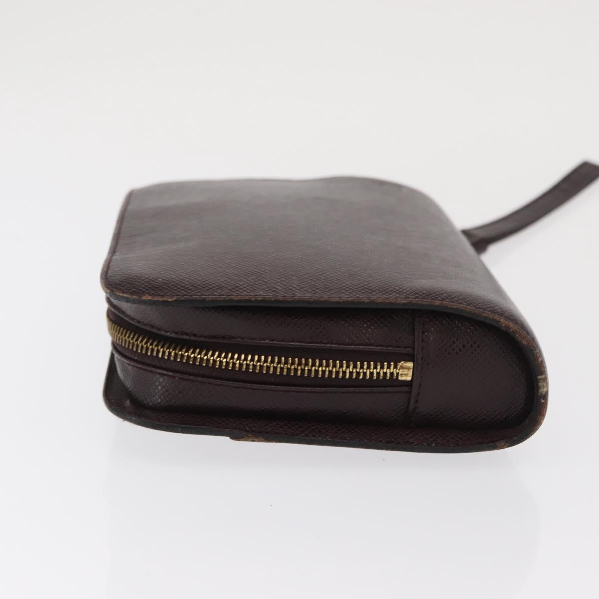 LOUIS VUITTON Taiga Baikal Clutch Bag Acajou M30186 LV Auth ka1956