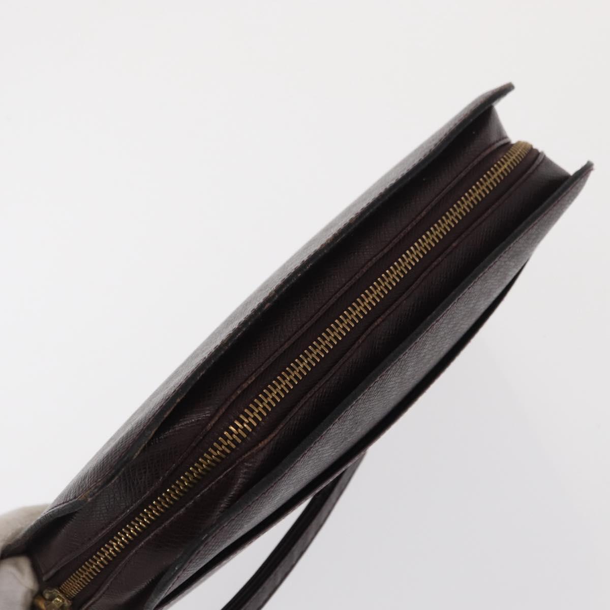 LOUIS VUITTON Taiga Baikal Clutch Bag Acajou M30186 LV Auth ka1956