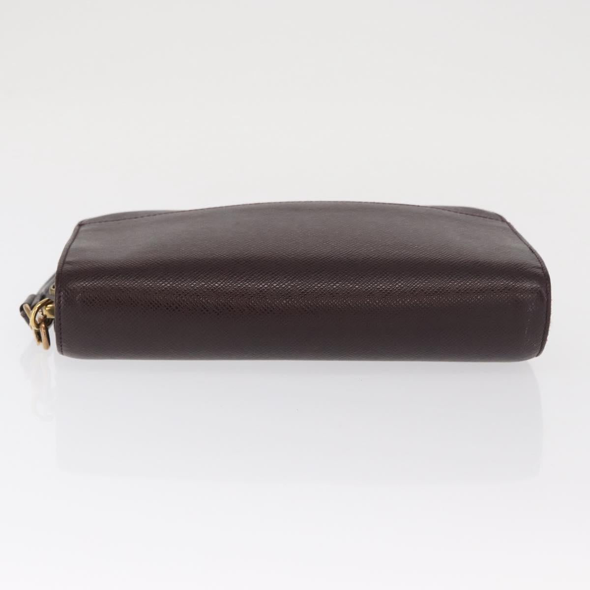 LOUIS VUITTON Taiga Baikal Clutch Bag Acajou M30186 LV Auth ka1956