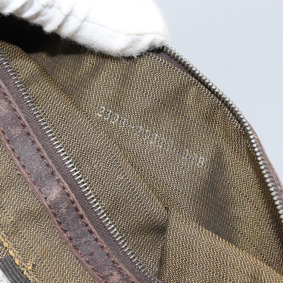 FENDI Zucca Canvas Hand Bag Brown Black Silver Auth ka1974