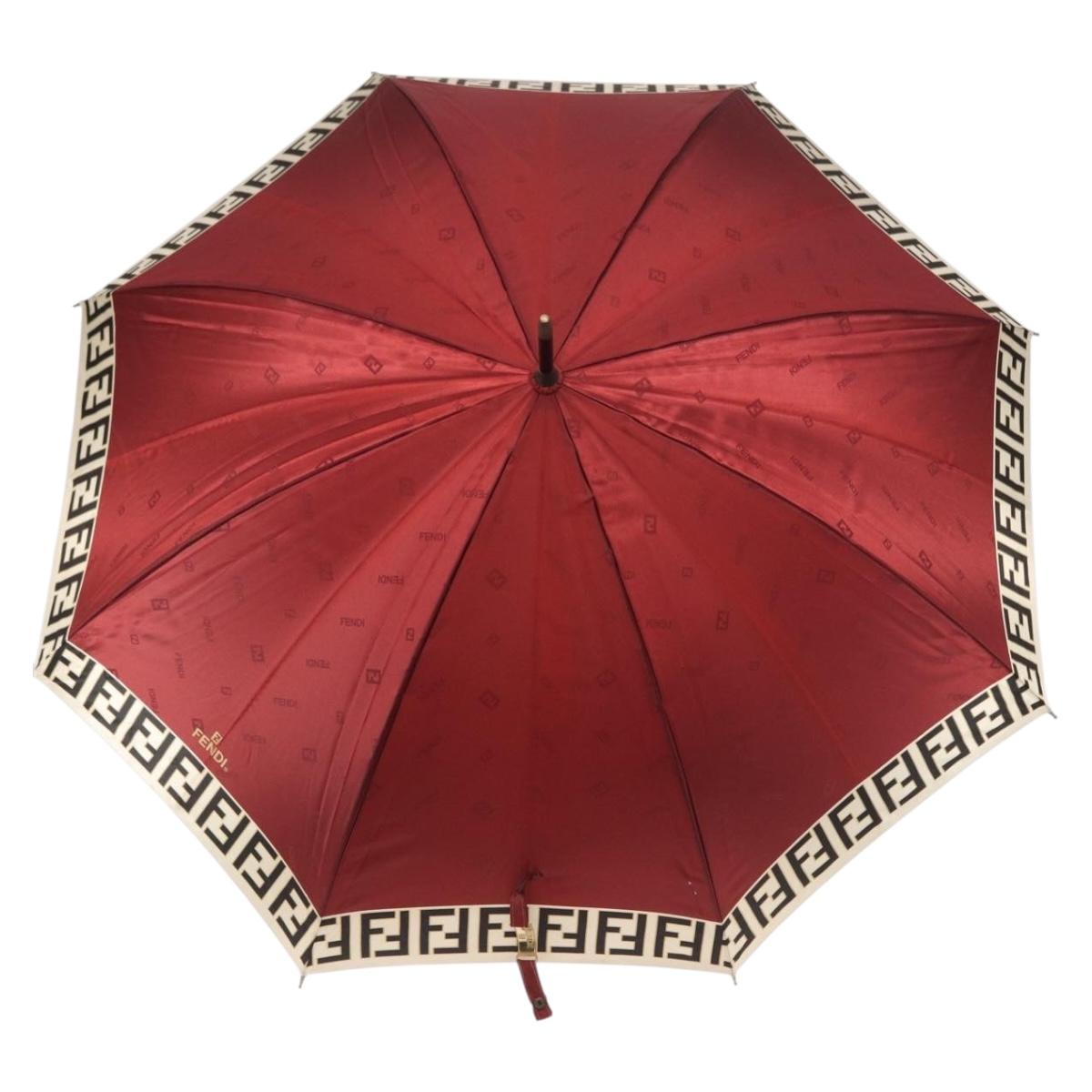 FENDI Zucca Umbrella Nylon Bordeaux Auth ka200