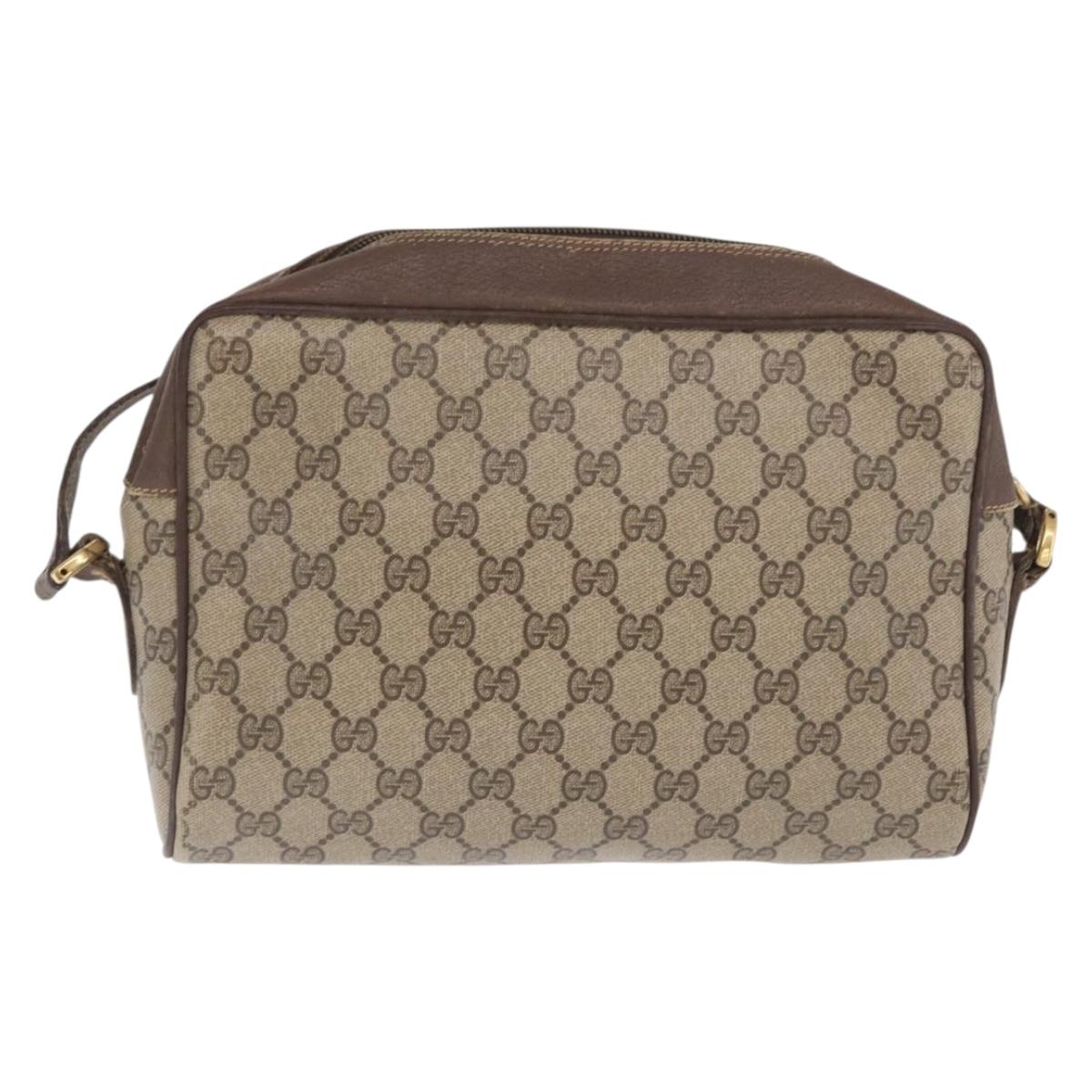 GUCCI GG Supreme Web Sherry Line Bag PVC Beige 001 113 6472 4028 Auth ka2001
