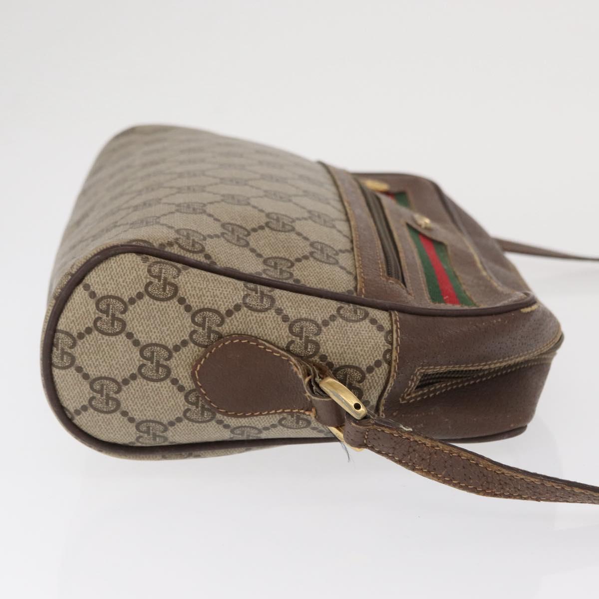GUCCI GG Supreme Web Sherry Line Bag PVC Beige 001 113 6472 4028 Auth ka2001