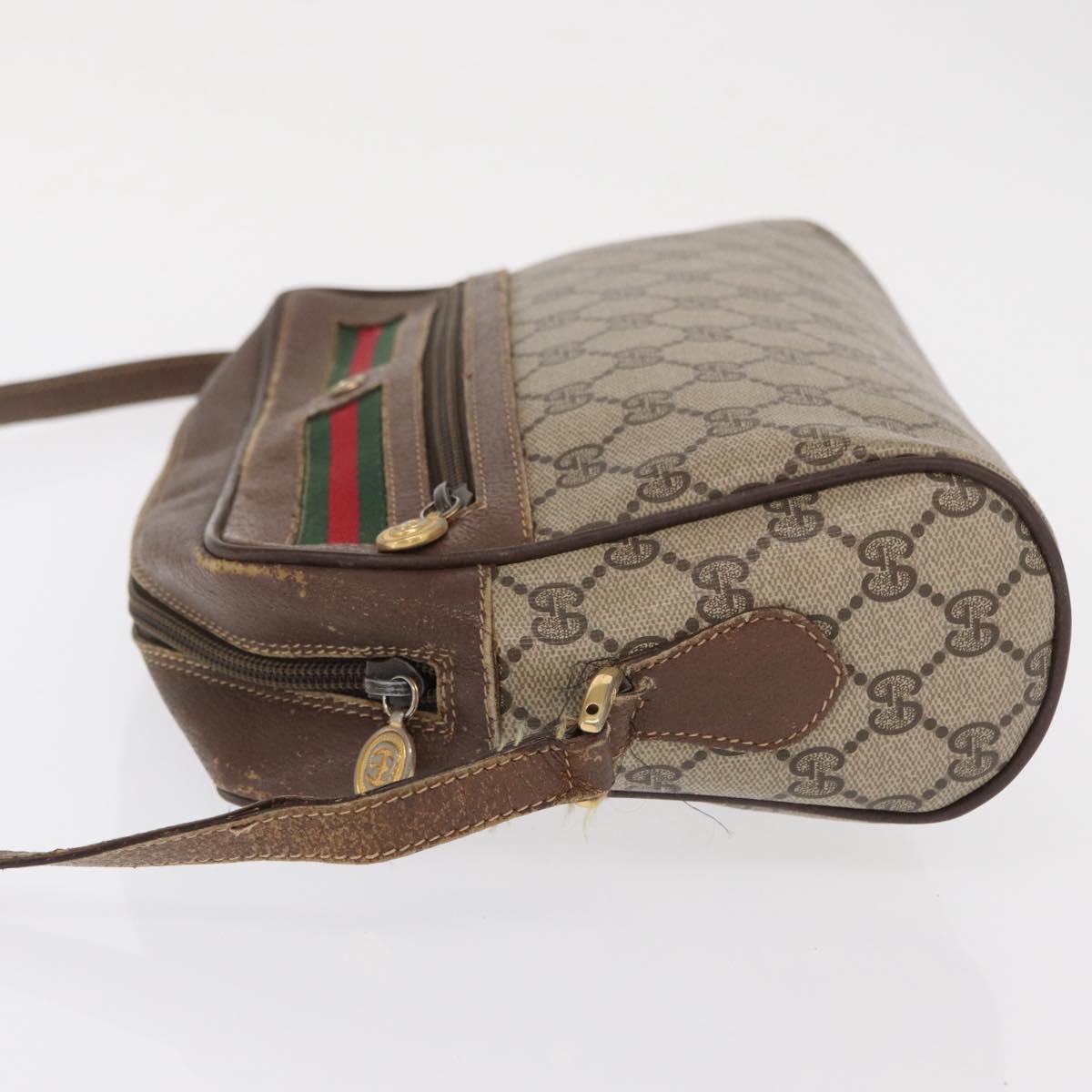GUCCI GG Supreme Web Sherry Line Bag PVC Beige 001 113 6472 4028 Auth ka2001