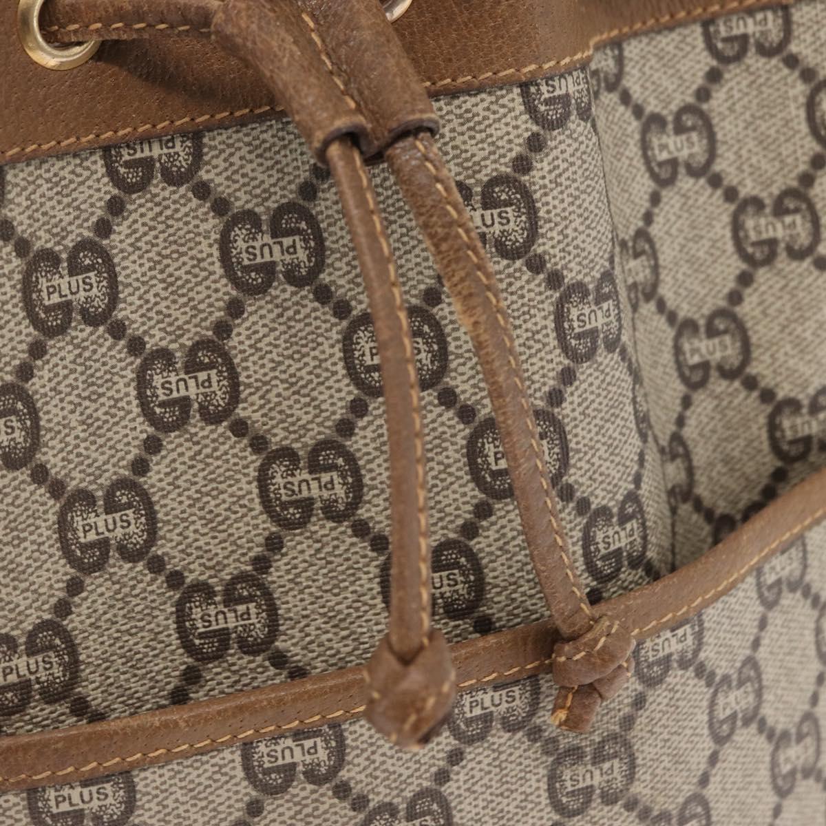 GUCCI GG Plus Supreme Shoulder Bag PVC Beige Gold Auth ka2009