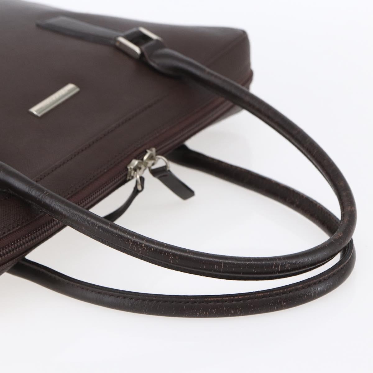 BURBERRY Hand Bag Leather Brown Silver Auth ka201