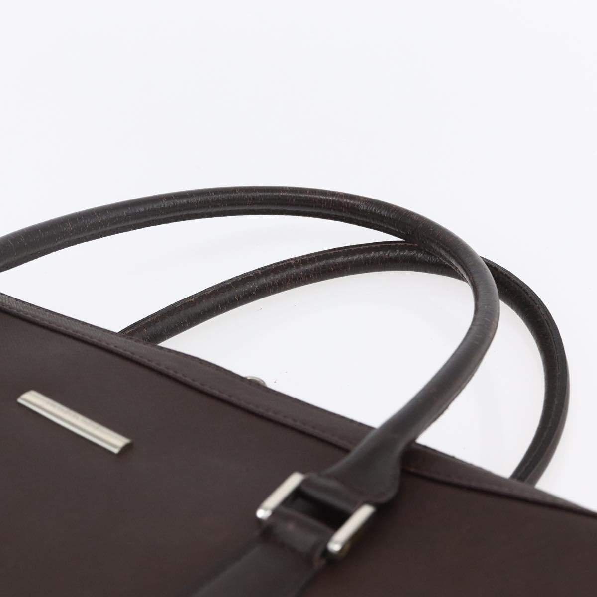BURBERRY Hand Bag Leather Brown Silver Auth ka201