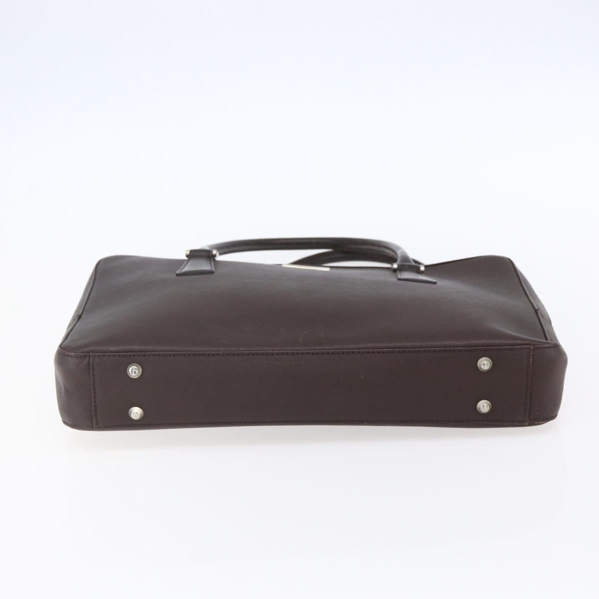 BURBERRY Hand Bag Leather Brown Silver Auth ka201