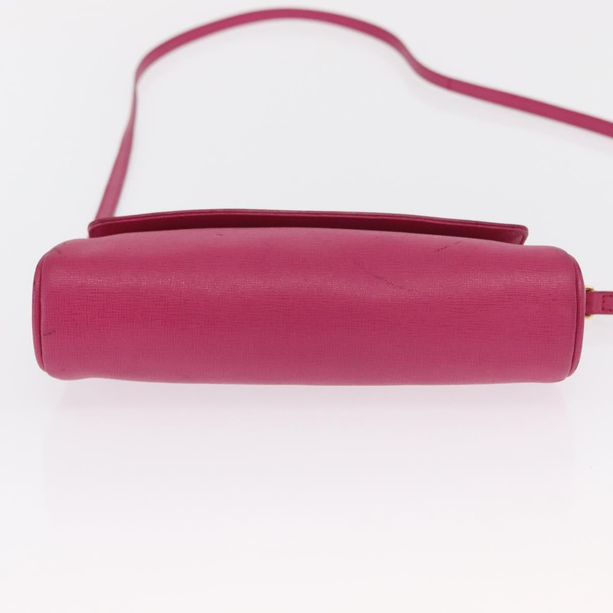 FENDI Shoulder Bag Leather 2way Pink Gold Auth ka2012