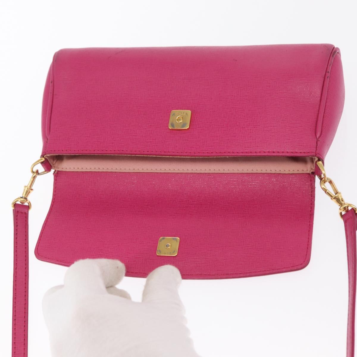 FENDI Shoulder Bag Leather 2way Pink Gold Auth ka2012