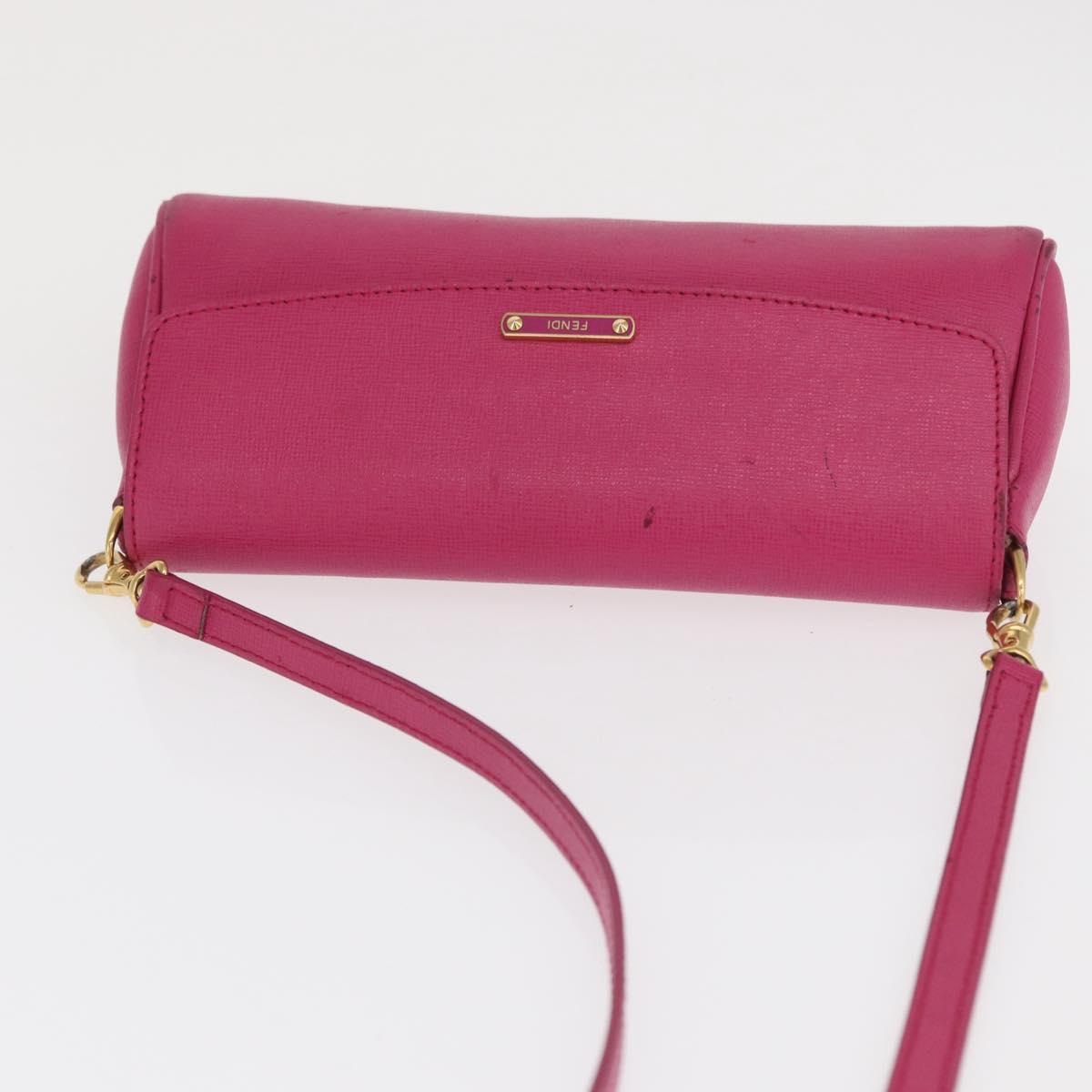 FENDI Shoulder Bag Leather 2way Pink Gold Auth ka2012