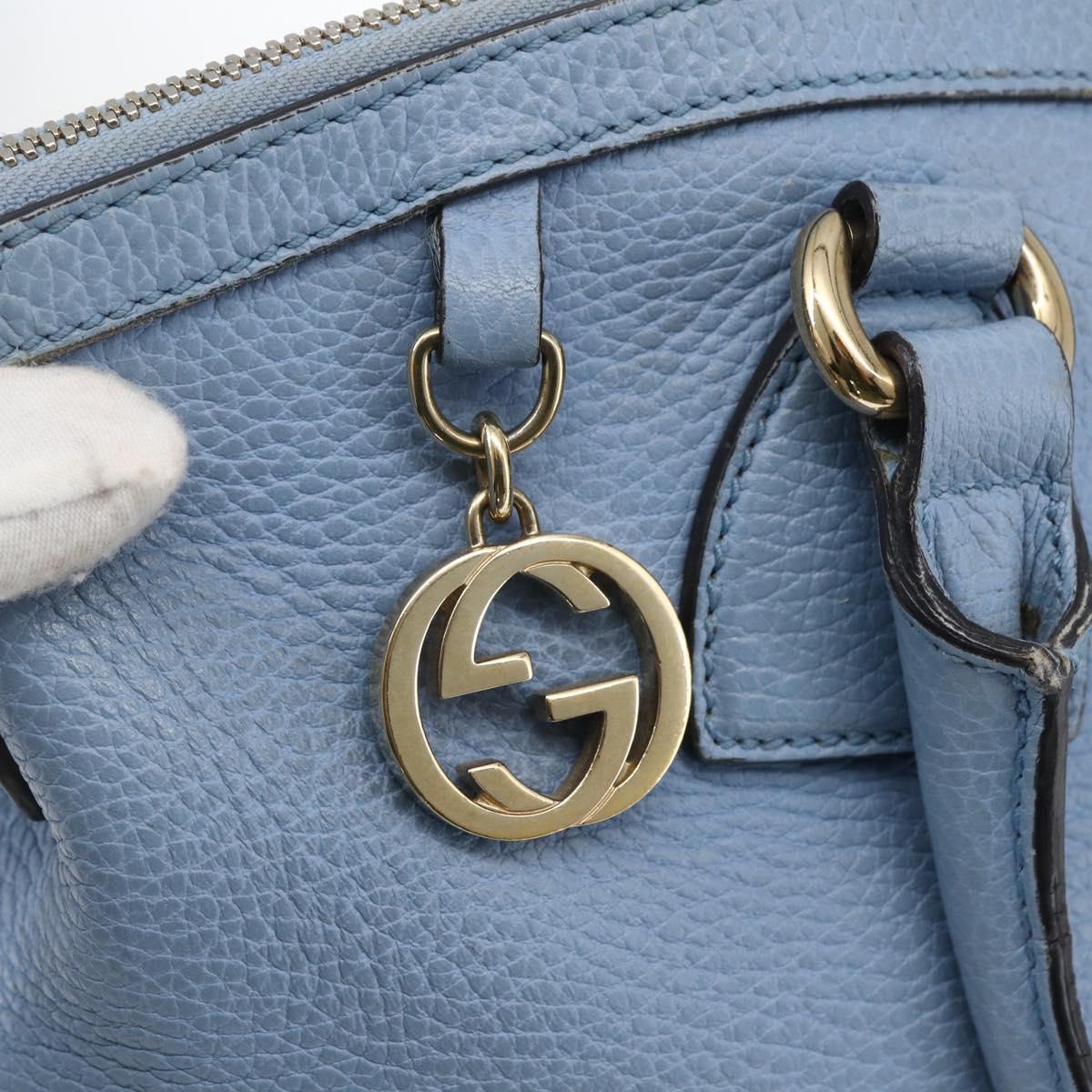 GUCCI Hand Bag Leather 2way Light Blue Gold 449651 Auth ka2016